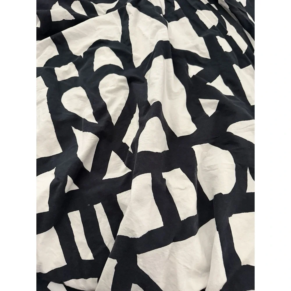 Vintage IKEA Skuggbracka Full Queen Duvet Cover Graphic Black White Reversible